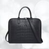 4 Sac à main et porte documents pour femme en cuir de finition peau de crocodile macbook pro air bandoulière noir et marron brun