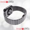 Luxueux bracelet de tres haute qualite avec maillons arrondis tres sobre en acier inoxydable pour votre Apple Watch fermoir