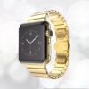 Luxueux bracelet de tres haute qualite avec maillons arrondis tres sobre en acier inoxydable pour votre Apple Watch or 