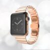 Luxueux bracelet de tres haute qualite avec maillons arrondis tres sobre en acier inoxydable pour votre Apple Watch or rose