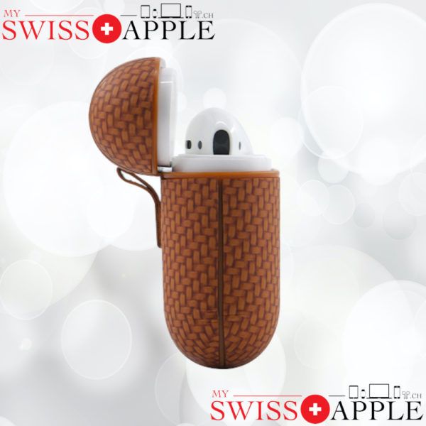 Luxurious Protective case for your AirPods made of high quality leather with fiber effect