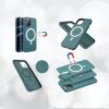 7 Coque de protection en silicone et magnétique pour la technologie MagSafe pour votre Iphone 12 mini pro max vert bleu noir rouge lila