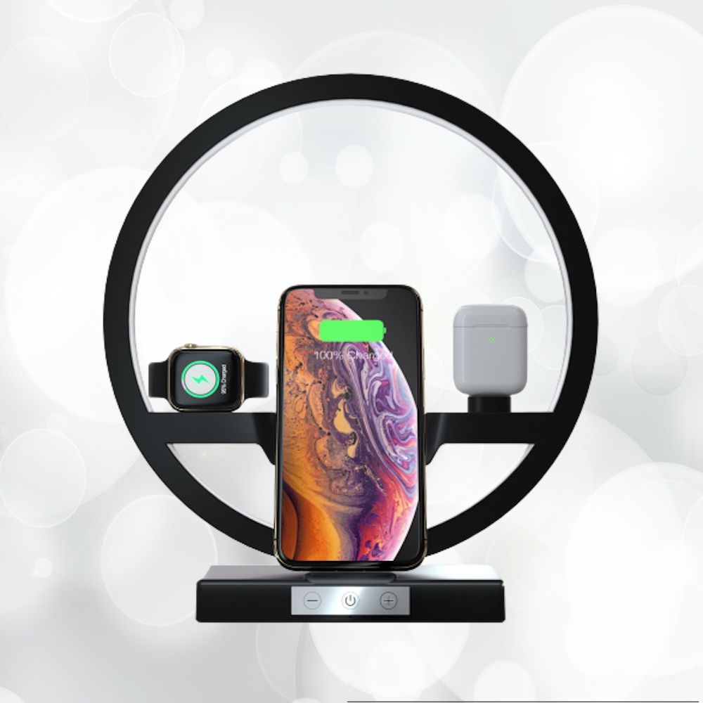 Station de charge 5 en 1 sans fil pour iPhone, Airpods, Apple Watch, Stylet  avec Lampe de Chevet – Evetane