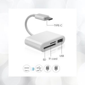 Adaptateur compact 3 en 1 USB C vers USB lecteur de cartes SD TF