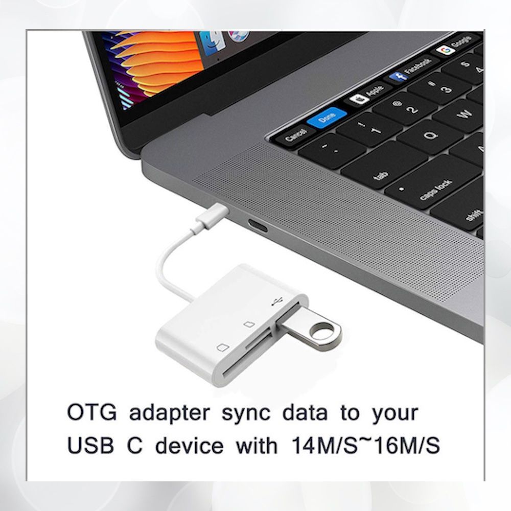 Lecteur de Carte Compact USB-C Pour Carte USB / Micro-SD / SD Wit