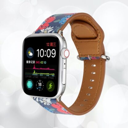 12 Bracelet en cuir de qualite avec motif imprime pour votre apple watch fleur rose marguerite bleu rouge noir blanc jaune