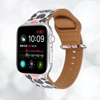 13 Bracelet en cuir de qualite avec motif imprime pour votre apple watch fleur rose marguerite bleu rouge noir blanc jaune