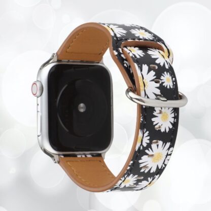 16 Bracelet en cuir de qualite avec motif imprime pour votre apple watch fleur rose marguerite bleu rouge noir blanc jaune