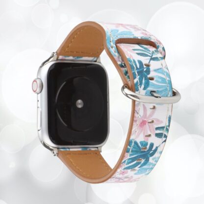 17 Bracelet en cuir de qualite avec motif imprime pour votre apple watch fleur rose marguerite bleu rouge noir blanc jaune