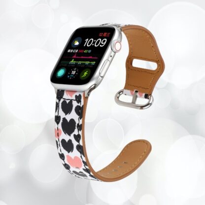 2 Bracelet en cuir de qualite avec motif imprime pour votre apple watch fleur rose marguerite bleu rouge noir blanc jaune