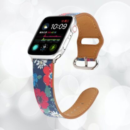 3 Bracelet en cuir de qualite avec motif imprime pour votre apple watch fleur rose marguerite bleu rouge noir blanc jaune