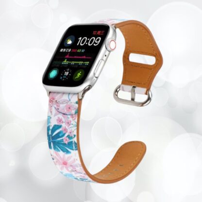 5 Bracelet en cuir de qualite avec motif imprime pour votre apple watch fleur rose marguerite bleu rouge noir blanc jaune