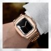 12 Kit complet Bracelet et boitier de luxe de montre integrale en acier inoxydable pour sublimer votre Apple Watch Audemars Piguet Or argent noir or rose