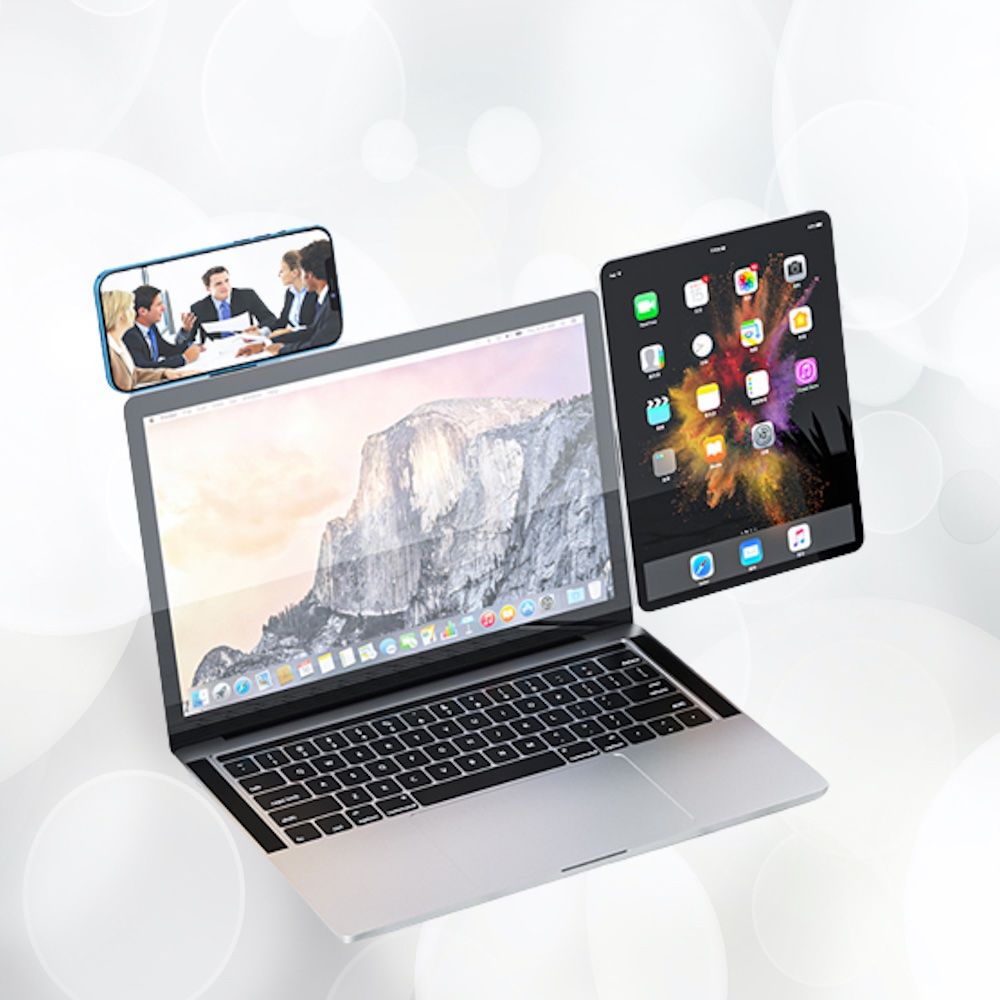 Universeller verstellbarer Ständer, um mit Ihrem iPhone, iPad oder MacBook  mehrere Bildschirme zu bedienen.