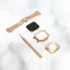9 Kit complet Bracelet et boitier de luxe de montre integrale en acier inoxydable pour sublimer votre Apple Watch Audemars Piguet Or argent noir or rose