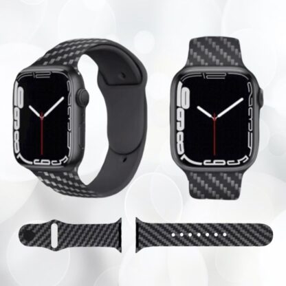 2 Bracelet sport souple avec motif en fibre de carbone noir pour votre Apple Watch