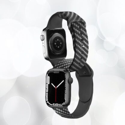 5 Bracelet sport souple avec motif en fibre de carbone noir pour votre Apple Watch