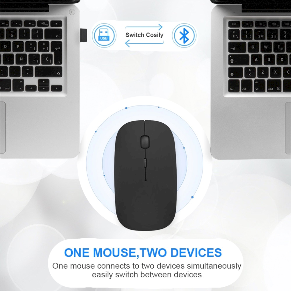 Souris sans fil 2,4 GHz avec récepteur USB pour ordinateur portable -  Rechargeable - Souris sans fil compatible avec Apple MacBook Air/Pro, iPad,  Mac