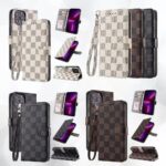 Karierte iPhone Brieftasche mit Kartenfächern und faltbarem Halter - Eleganter und vielseitiger Schutz